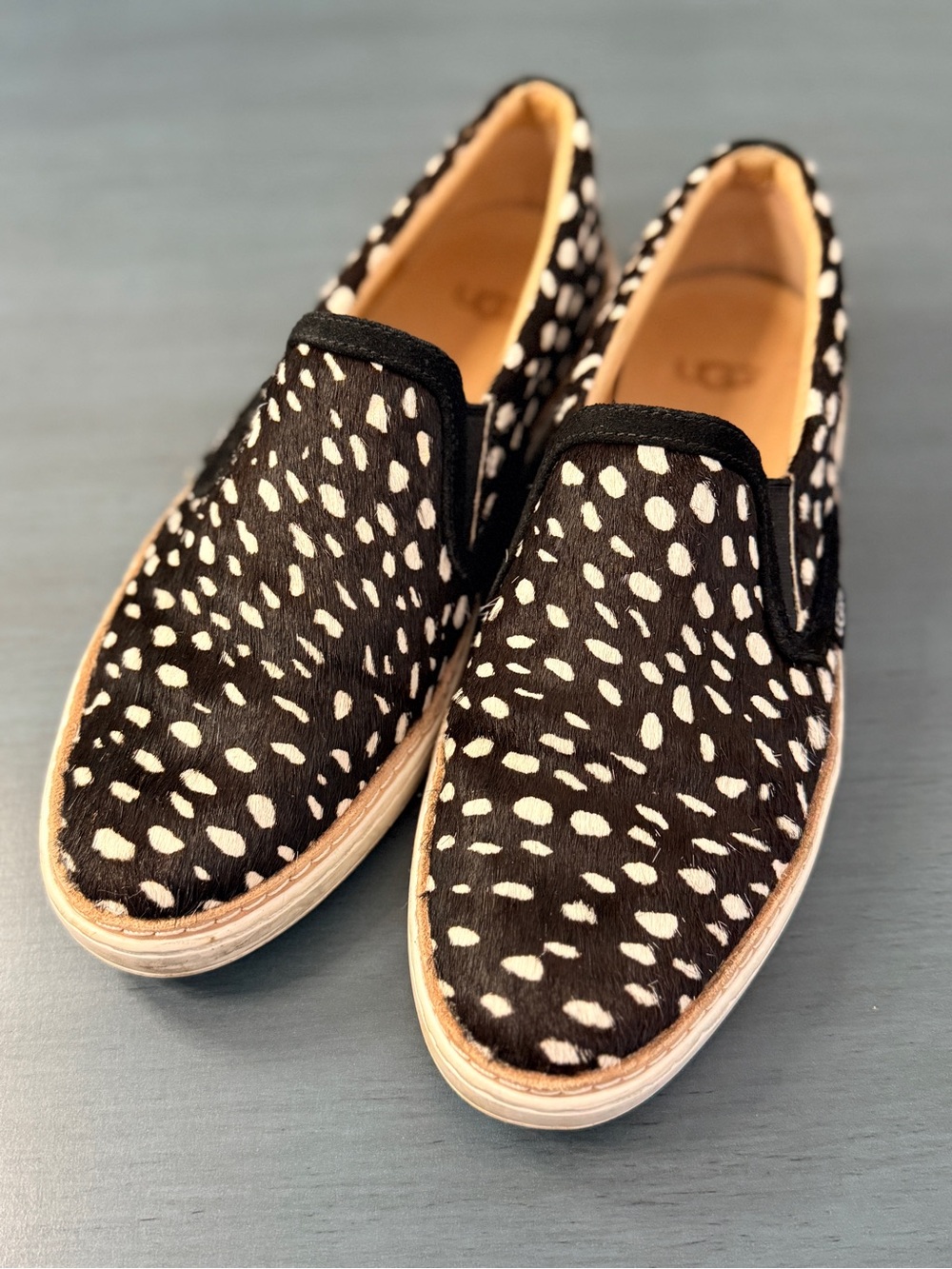 UGG Black and Cream Slip-On Loafers